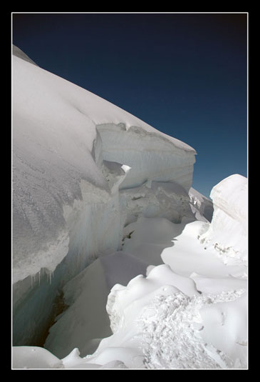 Crevasse sur la voie du Tacul