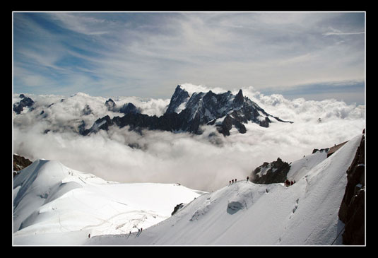 L'arrête de sortie sur la Vallée Blanche