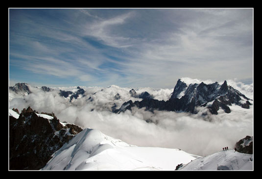 L'arrête de sortie sur la Vallée Blanche