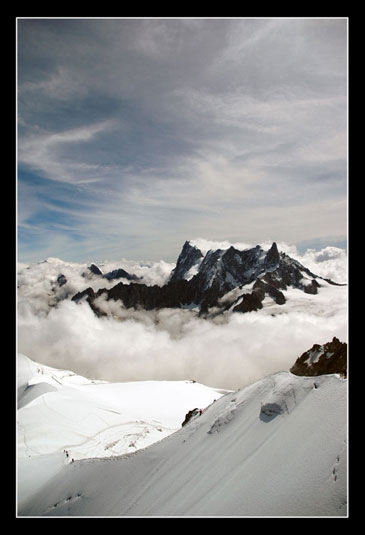 L'arrête de sortie sur la Vallée Blanche